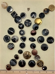 Art Deco Black Glass Buttons